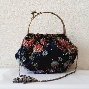 Yongda Satin Beaded Evening Hand or Long Strap Bag